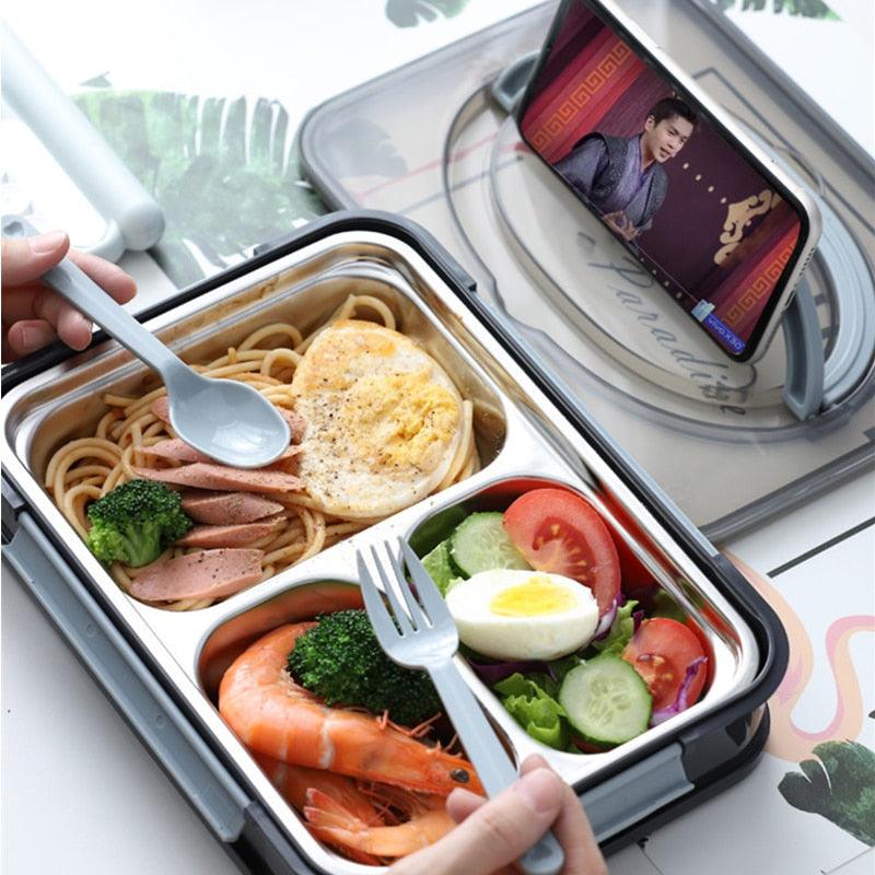 Stainless Steel Insulated Lunch Box - student School Compartment Lunch Box Tableware (2AK1)(F61)