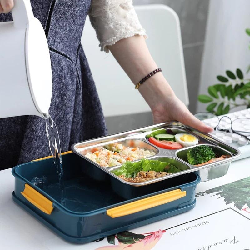 Stainless Steel Insulated Lunch Box - student School Compartment Lunch Box Tableware (2AK1)(F61)
