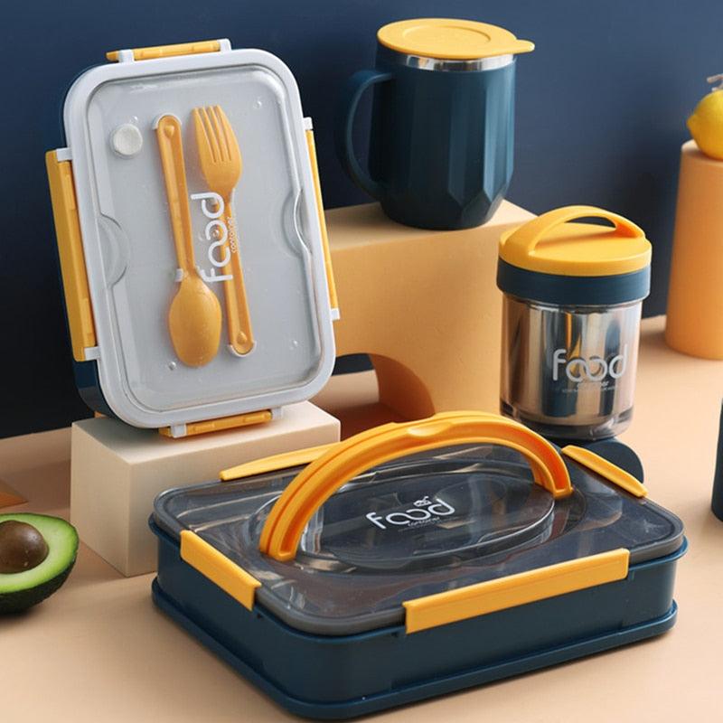 Stainless Steel Insulated Lunch Box - student School Compartment Lunch Box Tableware (2AK1)(F61)