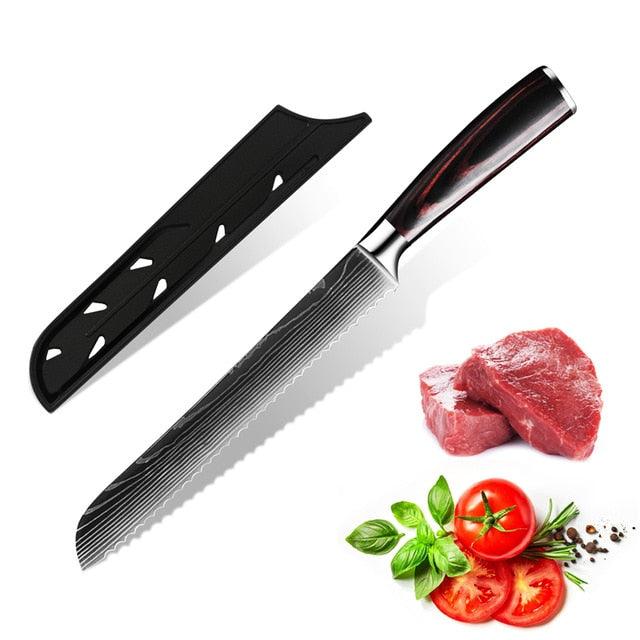 Stainless Steel Laser Damascus Pattern Sharp Chef Knife Santoku Cleaver sushi knife (D61)(AK5)(1U61)