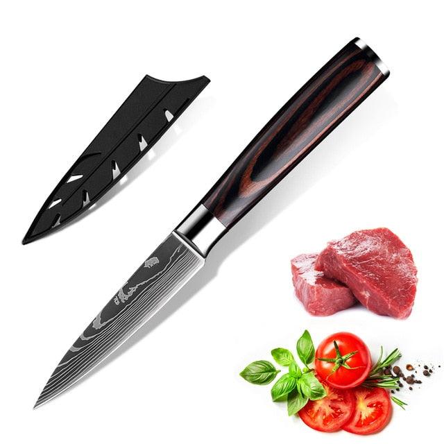 Stainless Steel Laser Damascus Pattern Sharp Chef Knife Santoku Cleaver sushi knife (D61)(AK5)(1U61)