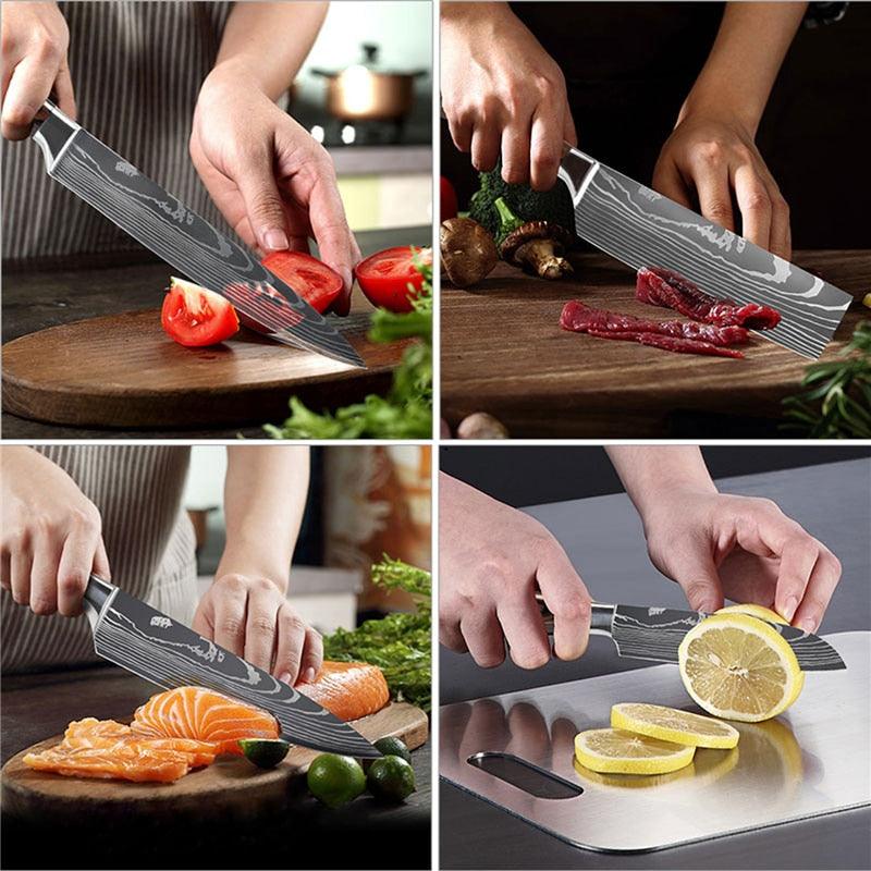 Stainless Steel Laser Damascus Pattern Sharp Chef Knife Santoku Cleaver sushi knife (D61)(AK5)(1U61)