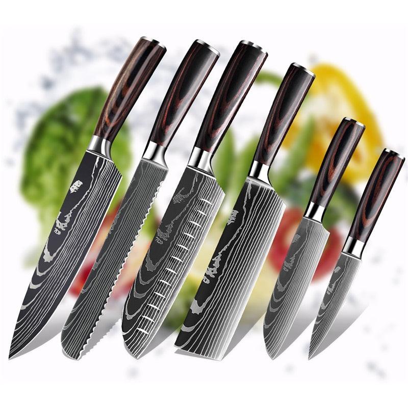 Stainless Steel Laser Damascus Pattern Sharp Chef Knife Santoku Cleaver sushi knife (D61)(AK5)(1U61)