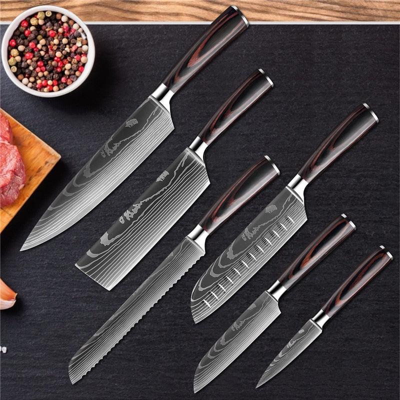 Stainless Steel Laser Damascus Pattern Sharp Chef Knife Santoku Cleaver sushi knife (D61)(AK5)(1U61)