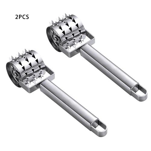 Stainless Steel Meat Tenderizer Meat Chopper Roller Meat Hammer For Steak Knock-Sided (D61)(AK3)
