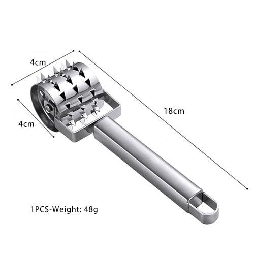 Stainless Steel Meat Tenderizer Meat Chopper Roller Meat Hammer For Steak Knock-Sided (D61)(AK3)
