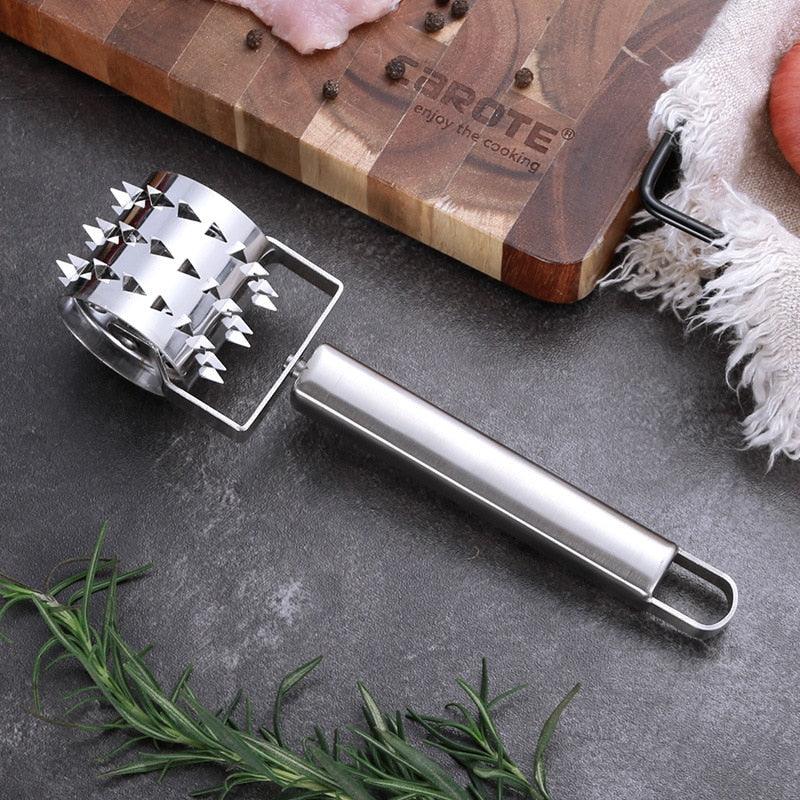 Stainless Steel Meat Tenderizer Meat Chopper Roller Meat Hammer For Steak Knock-Sided (D61)(AK3)