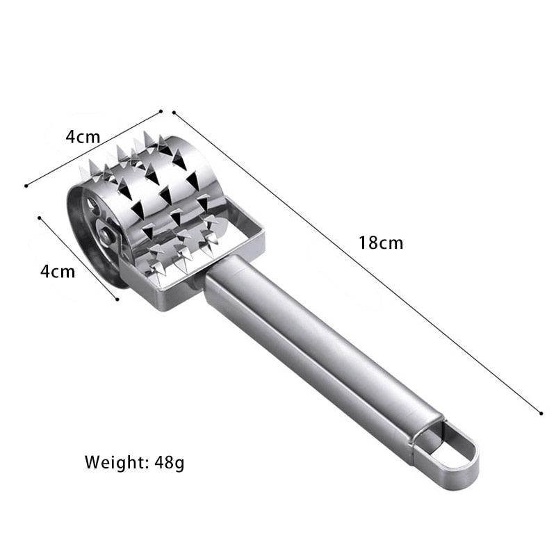 Stainless Steel Meat Tenderizer Meat Chopper Roller Meat Hammer For Steak Knock-Sided (D61)(AK3)