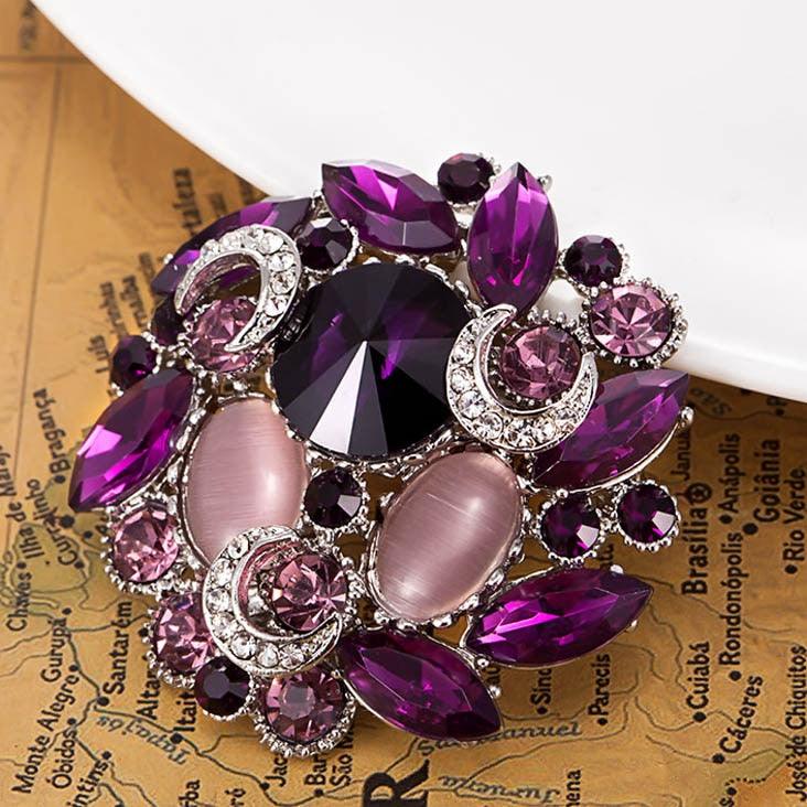 Stars Purple Brooch - Women Brand Antique Rhinestone Pins (8JW