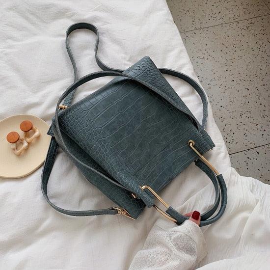 Trending Women's Stone Pattern PU Leather Bucket Bags - Small Shoulder Simple Bag (WH6)(WH2)(WH4)