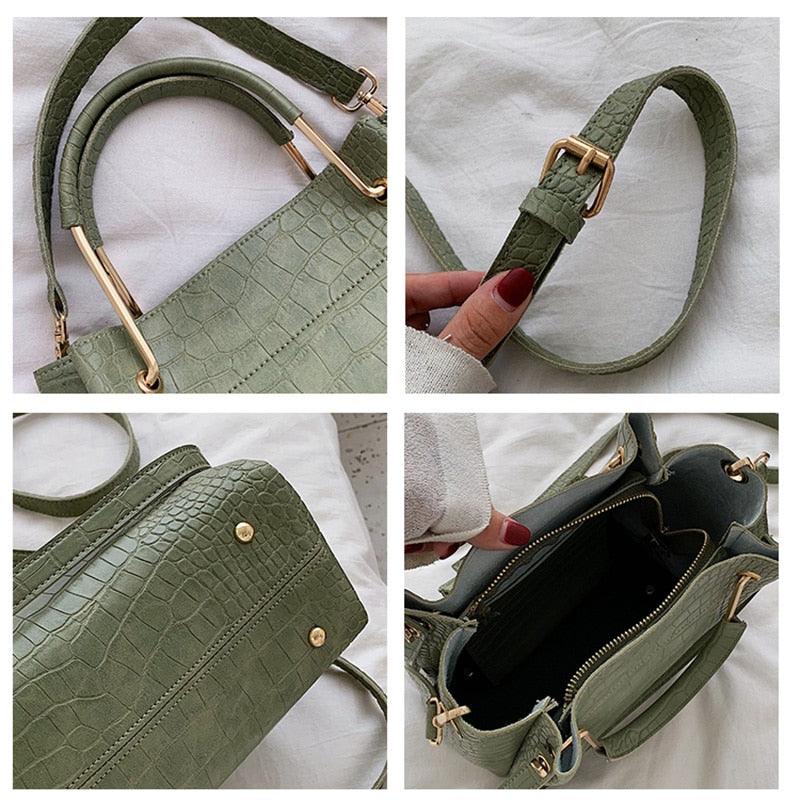 Trending Women's Stone Pattern PU Leather Bucket Bags - Small Shoulder Simple Bag (WH6)(WH2)(WH4)