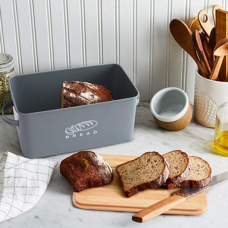 Storage Boxes Bread Bins With Bamboo Cutting Board Lid - Metal Galvanized Snack Box (AK9)(1U61)