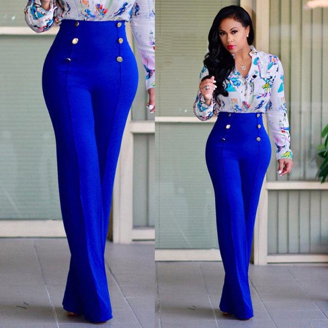 Gorgeous Fashion Women Mid Waist Slim Fit Pants - Stretchy Bell