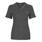 Summer Casual Women Striped T Shirts - Femme Short Sleeve Pockets Autumn Tops - Ladies V-Neck - Plus Size (D19)(TB2)