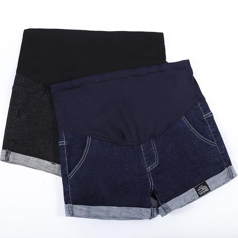 Summer Cotton Maternity Clothing Denim Short - Mother Jean Pants - Pregnant Women Elastic Waist Jeans (D4)(Z2)