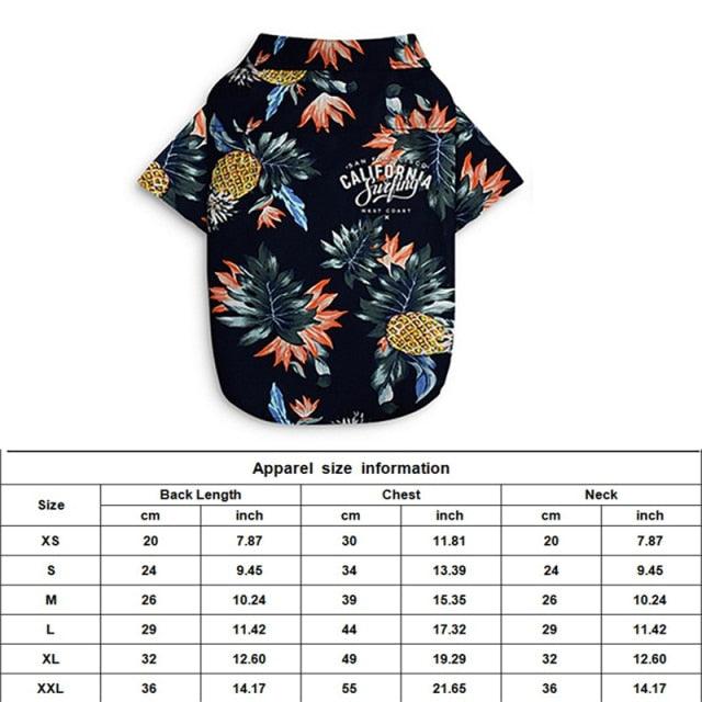 Dog Clothes - Summer Beach Shirt Dog Cute Print Hawaii Beach Casual Pet Travel Shirt (2U69)