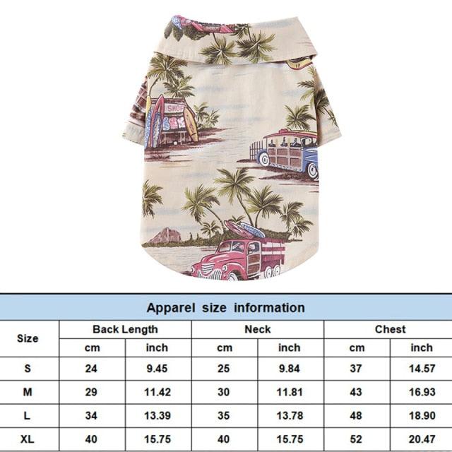 Dog Clothes - Summer Beach Shirt Dog Cute Print Hawaii Beach Casual Pet Travel Shirt (2U69)