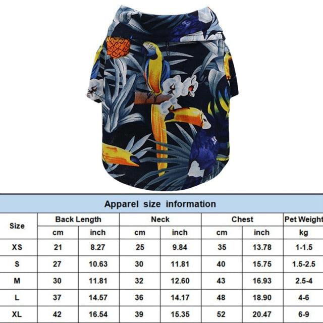 Dog Clothes - Summer Beach Shirt Dog Cute Print Hawaii Beach Casual Pet Travel Shirt (2U69)