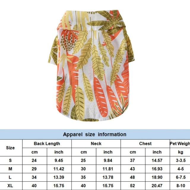 Dog Clothes - Summer Beach Shirt Dog Cute Print Hawaii Beach Casual Pet Travel Shirt (2U69)