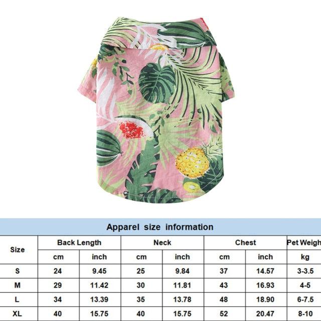 Dog Clothes - Summer Beach Shirt Dog Cute Print Hawaii Beach Casual Pet Travel Shirt (2U69)
