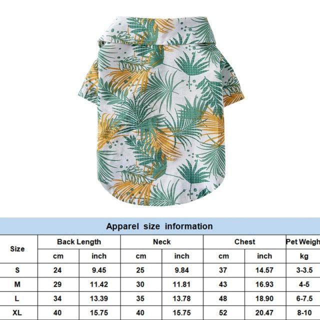 Dog Clothes - Summer Beach Shirt Dog Cute Print Hawaii Beach Casual Pet Travel Shirt (2U69)