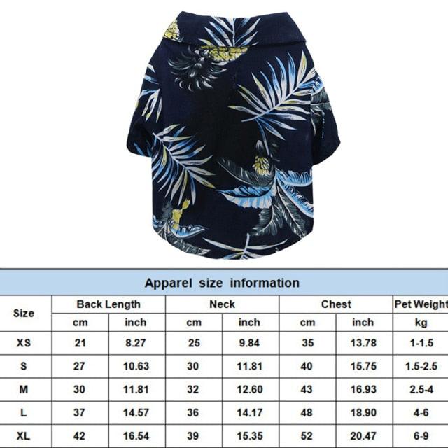Dog Clothes - Summer Beach Shirt Dog Cute Print Hawaii Beach Casual Pet Travel Shirt (2U69)