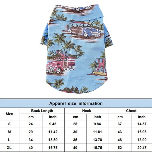 Dog Clothes - Summer Beach Shirt Dog Cute Print Hawaii Beach Casual Pet Travel Shirt (2U69)