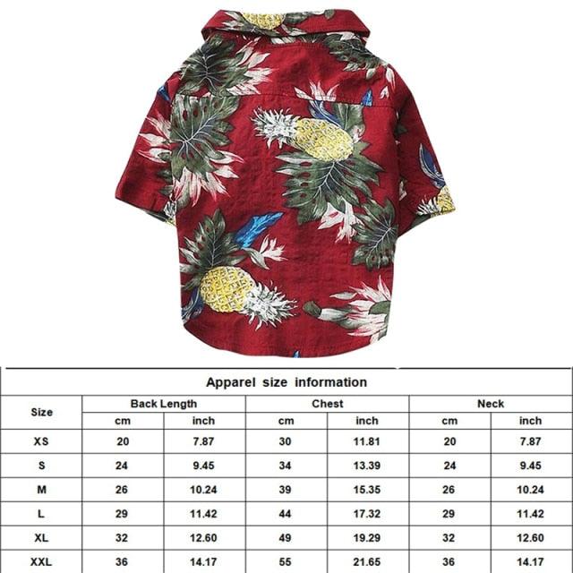 Dog Clothes - Summer Beach Shirt Dog Cute Print Hawaii Beach Casual Pet Travel Shirt (2U69)