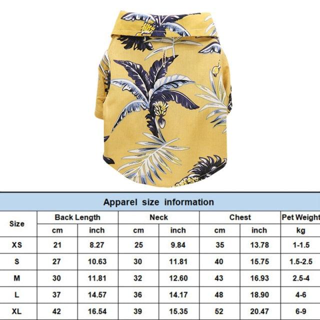 Dog Clothes - Summer Beach Shirt Dog Cute Print Hawaii Beach Casual Pet Travel Shirt (2U69)