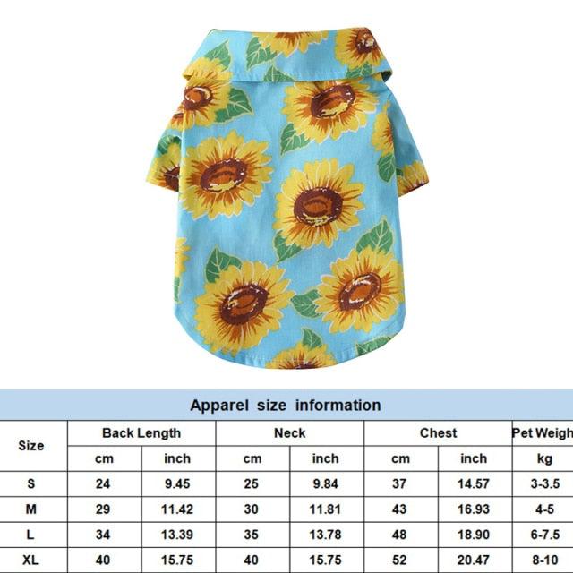Dog Clothes - Summer Beach Shirt Dog Cute Print Hawaii Beach Casual Pet Travel Shirt (2U69)