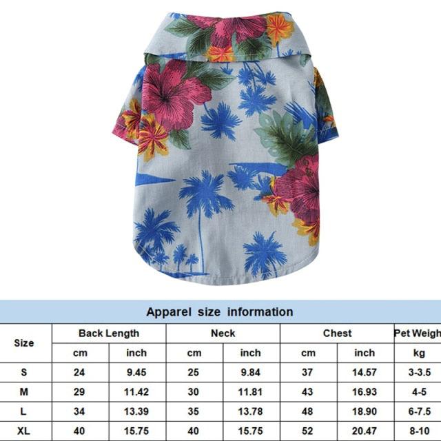 Dog Clothes - Summer Beach Shirt Dog Cute Print Hawaii Beach Casual Pet Travel Shirt (2U69)