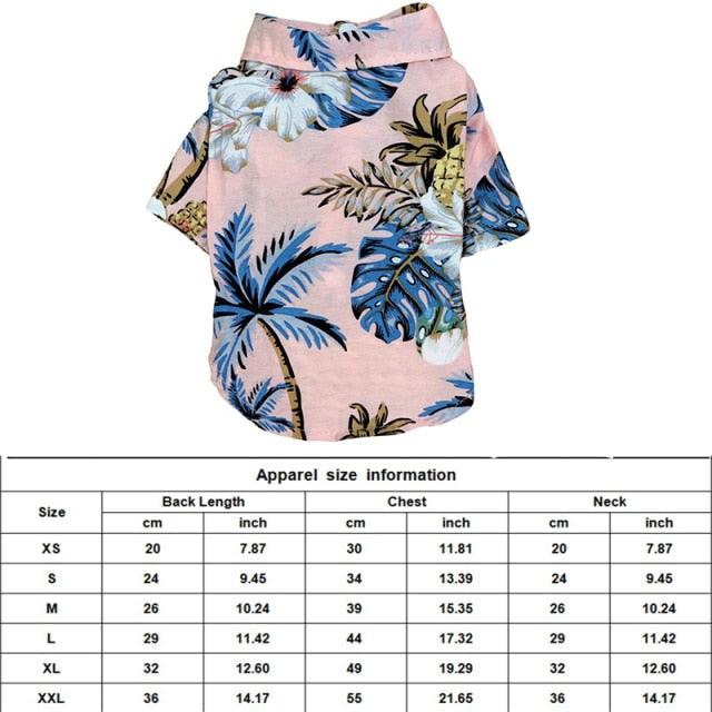 Dog Clothes - Summer Beach Shirt Dog Cute Print Hawaii Beach Casual Pet Travel Shirt (2U69)