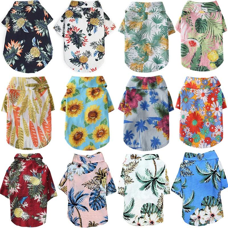 Dog Clothes - Summer Beach Shirt Dog Cute Print Hawaii Beach Casual Pet Travel Shirt (2U69)
