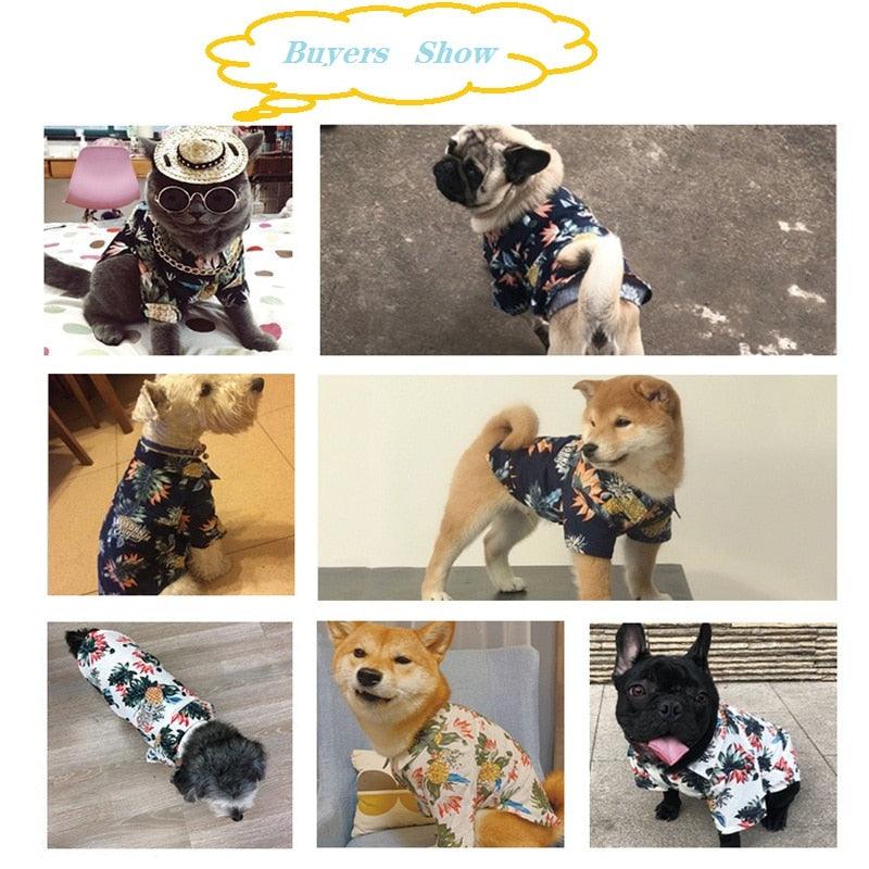 Dog Clothes - Summer Beach Shirt Dog Cute Print Hawaii Beach Casual Pet Travel Shirt (2U69)