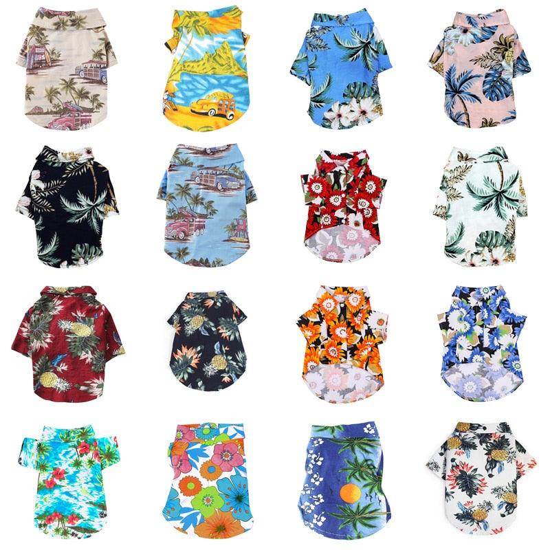 Dog Clothes - Summer Beach Shirt Dog Cute Print Hawaii Beach Casual Pet Travel Shirt (2U69)