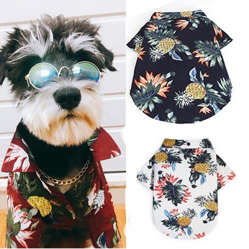 Dog Clothes - Summer Beach Shirt Dog Cute Print Hawaii Beach Casual Pet Travel Shirt (2U69)