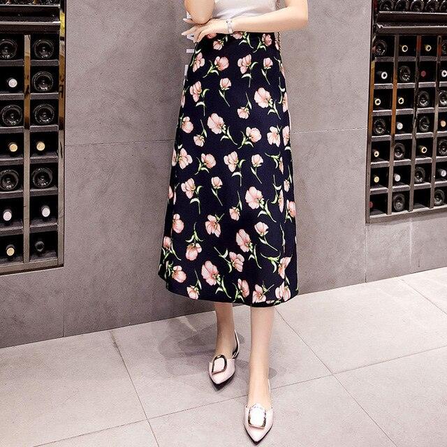 Summer Floral Print Boho Women Skirt - Casual High Waist Midi Skirt - Elegant A Line Skirts (2U22)