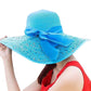 Summer Large Brim Straw Hat - Colorful Floppy Wide Brim Sun Cap - Bowknot Beach Foldable Hats (3U44)