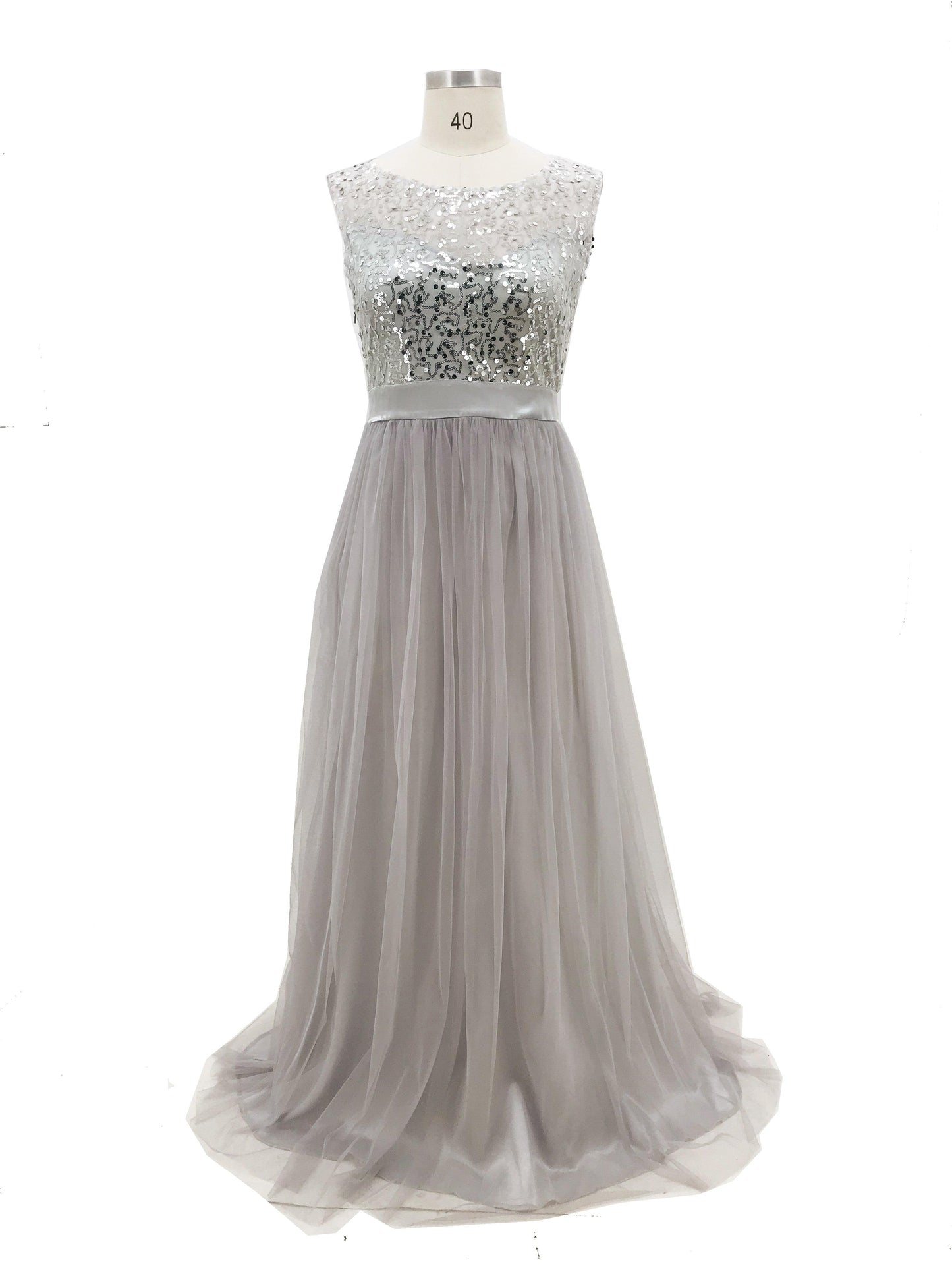 Bright Women Formal Wedding Bridesmaid Dress - Long Floor Length O-Neck Dress - Sleeveless Maxi Party Dresses (2U18)