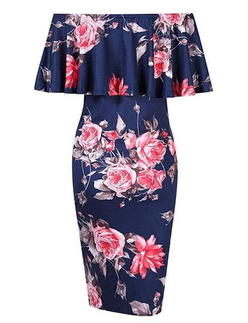 Summer Maternity Photography Dresses - Off Shoulder Floral Print Baby Shower Dresses - Pregnancy Dresses (D5)(5Z1)(3Z1)(1Z1)(Z9)(Z6)(7Z1)