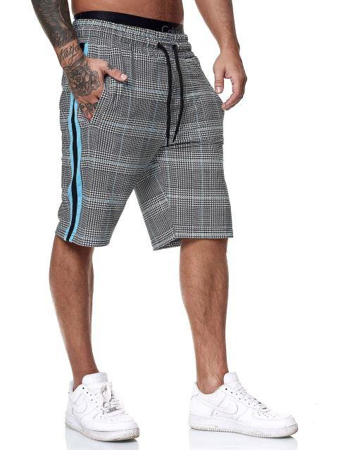 Fashion Men Shorts - Summer Plaid Elastic Waist Fitness Shorts - Jogger Shorts (TG3)