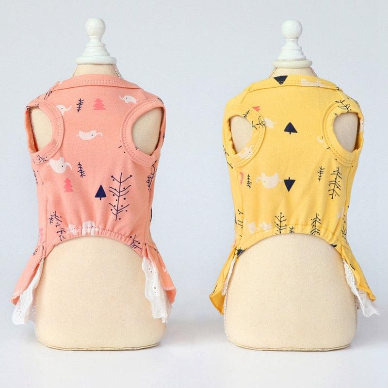 Summer Pet Cotton Printed Dress - Pet Dog Clothes Puppy Princess Dress Skirt Puppy Clothing (2U69)