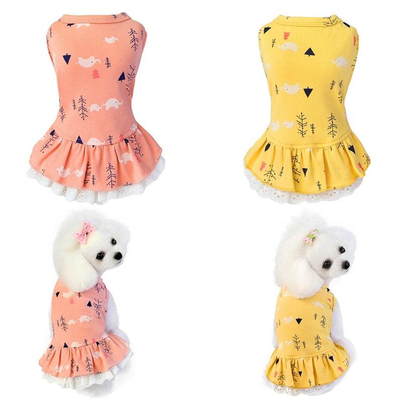 Summer Pet Cotton Printed Dress - Pet Dog Clothes Puppy Princess Dress Skirt Puppy Clothing (2U69)