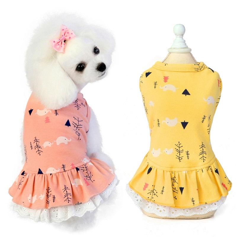Summer Pet Cotton Printed Dress - Pet Dog Clothes Puppy Princess Dress Skirt Puppy Clothing (2U69)