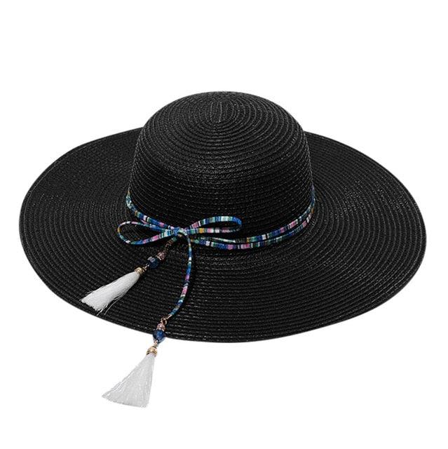 Cute Summer Straw Hat - Women Big Wide Brim Sun Protection Beach Hat - Adjustable Floppy Foldable Sun Hats (3U44)