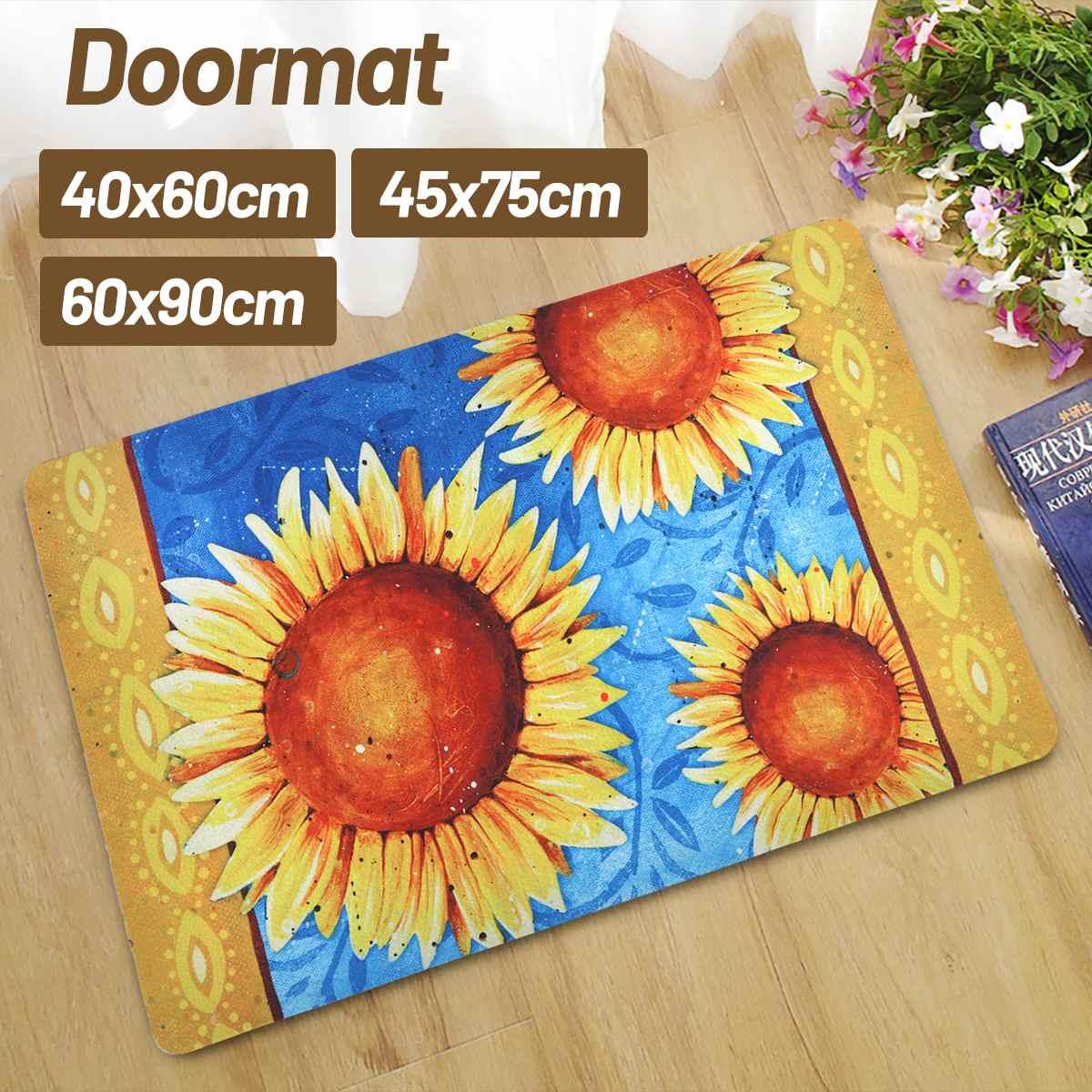 Sunflower Oil Painting Enterance Door Mat Rubber Suede Anti-slip Doormat Floor Mat Rug f (RU2)(RU4)(RU1)(1U68)