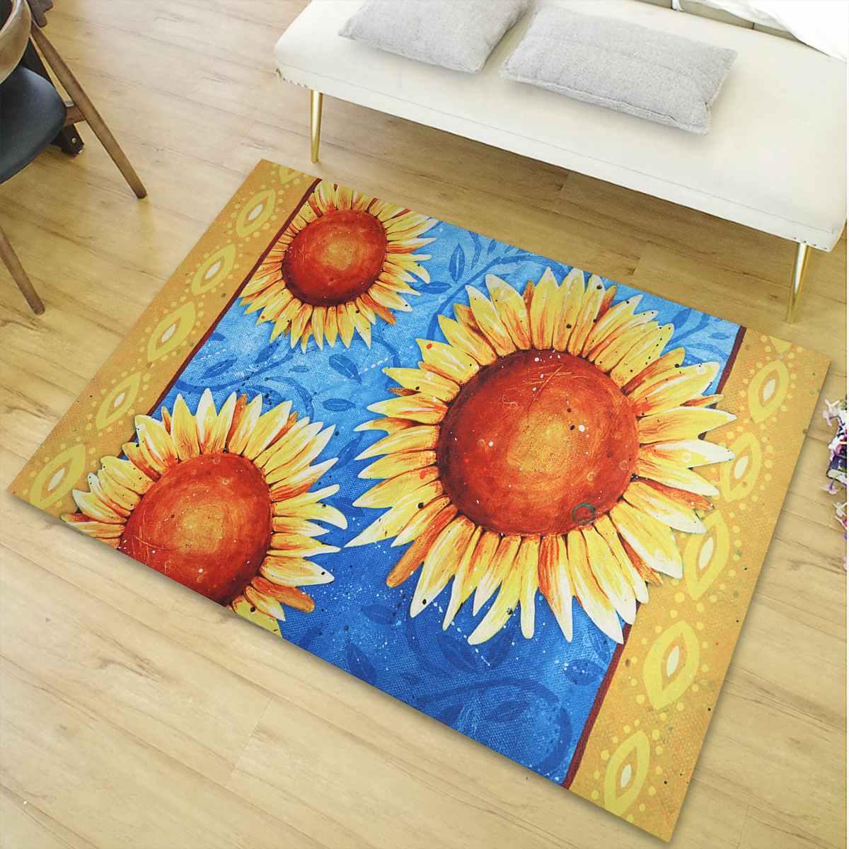 Sunflower Oil Painting Enterance Door Mat Rubber Suede Anti-slip Doormat Floor Mat Rug f (RU2)(RU4)(RU1)(1U68)