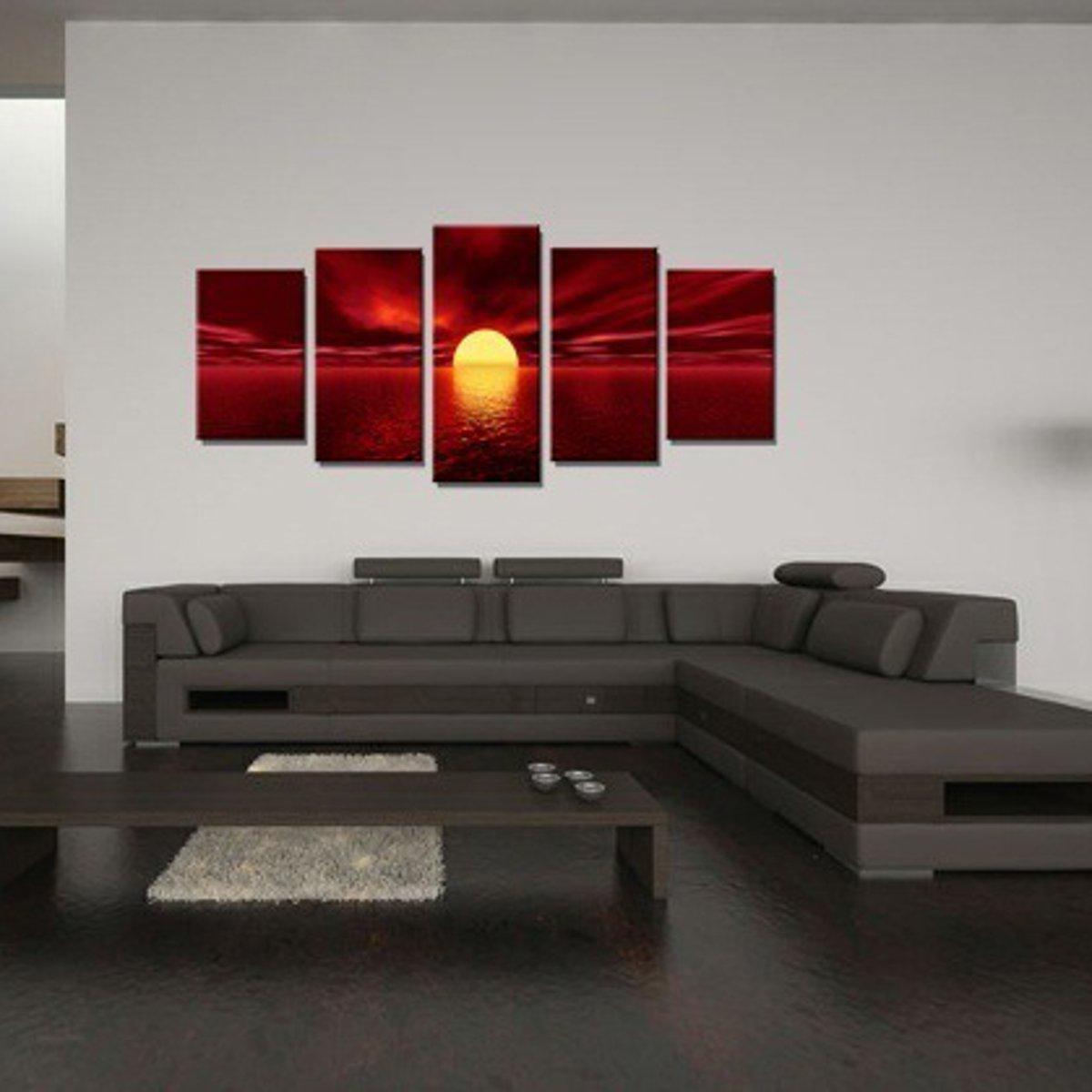Sunrise Red Landscape Canvas Prints Poster Oil Painting Framed Pictures (1BM)(1U63) (AD1)(1U62)(F63)