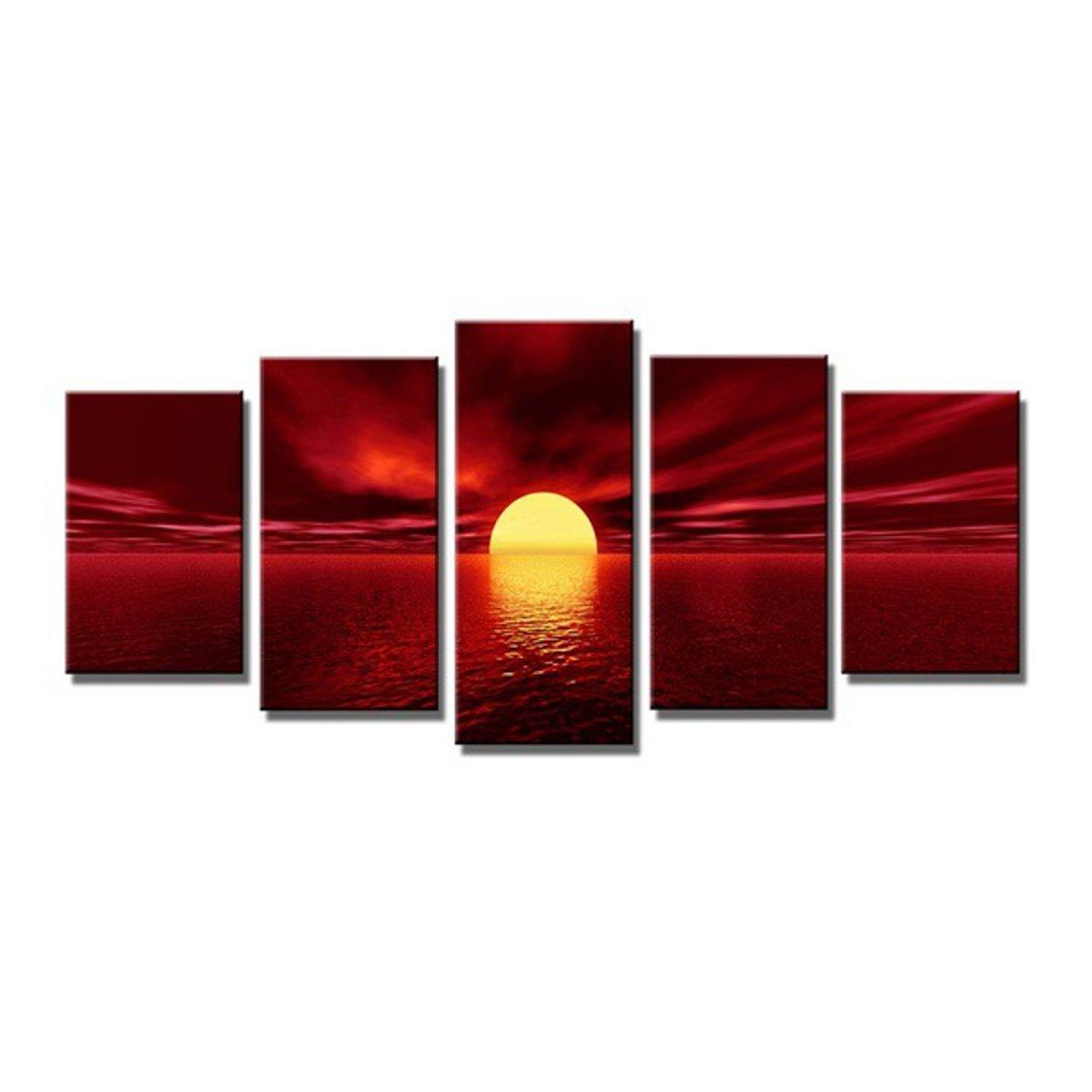 Sunrise Red Landscape Canvas Prints Poster Oil Painting Framed Pictures (1BM)(1U63) (AD1)(1U62)(F63)