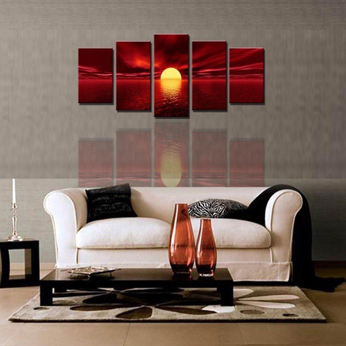 Sunrise Red Landscape Canvas Prints Poster Oil Painting Framed Pictures (1BM)(1U63) (AD1)(1U62)(F63)
